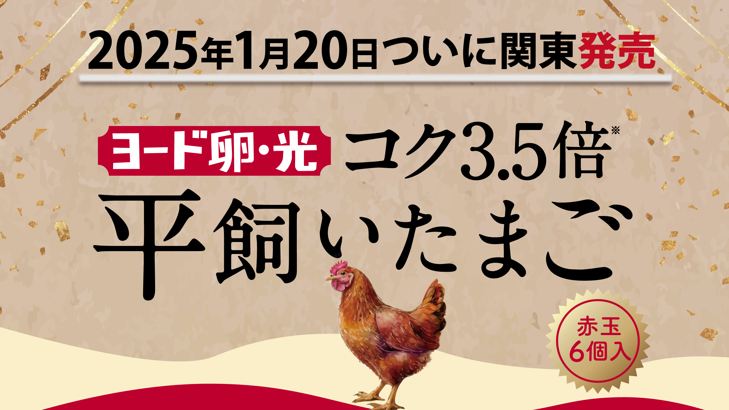 『コク3.5倍ヨード卵・光 平飼いたまご』がついに関東で1月20日に販売開始！まったりとした濃厚さと旨味