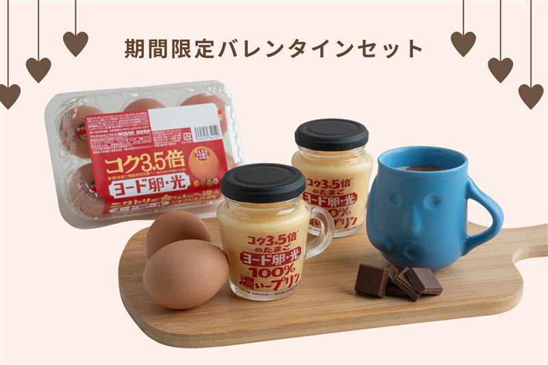 【期間限定バレンタインセット】ヨード卵・光 濃い～プリン×はにわぷりん（チョコ味）特別コラボセット